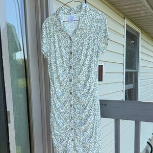 No Boundaries Light Green Patterned Midi Dress